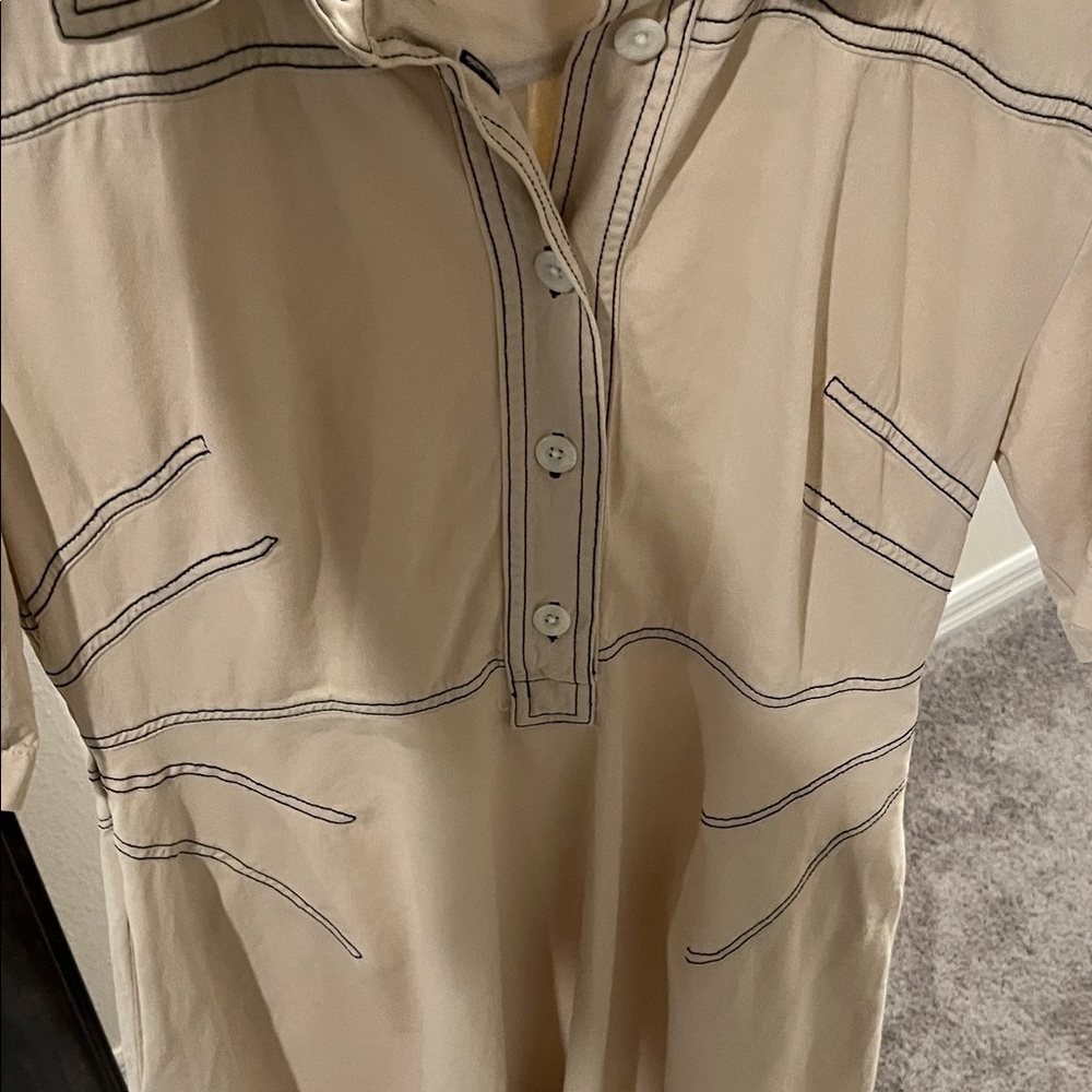 Rosetta Getty Beige Button-Front Midi Dress. Size 8 and Size 12 - Picture 8 of 12
